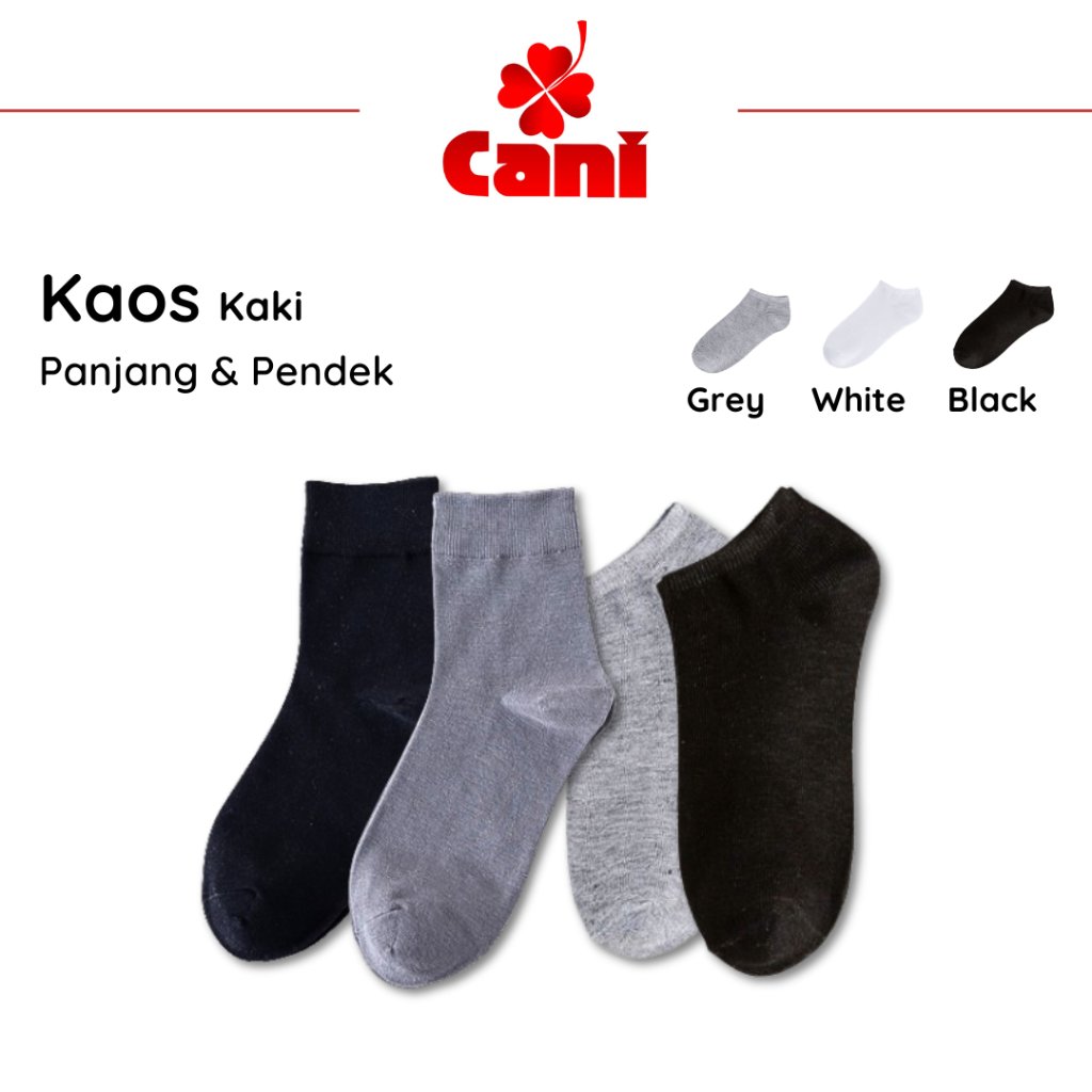 (GAJIAN SALE) Cani Kaos Kaki Polos Panjang | Pendek Dewasa Unisex Putih Hitam K-KK