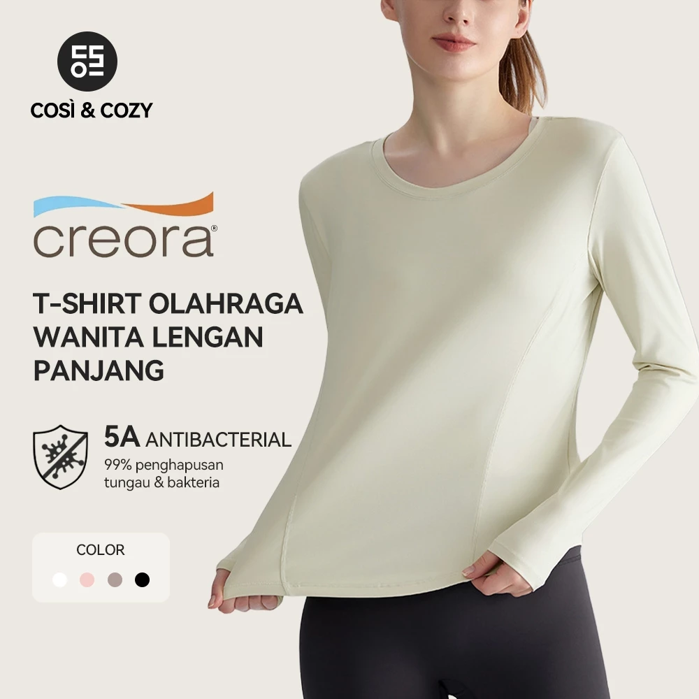 COSI COZY CREORA® Baju Olahraga Wanita kaos Lengan Panjang baju gym wanita