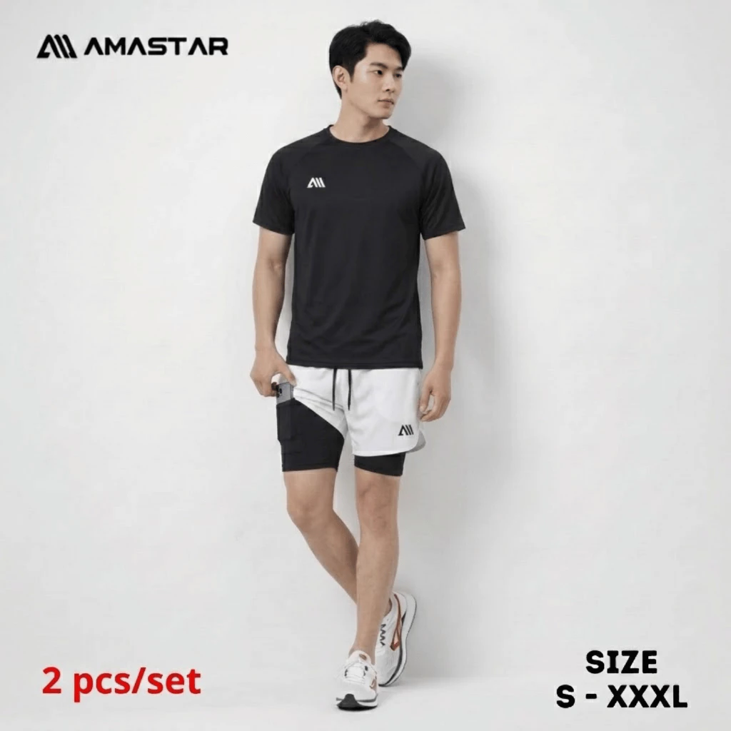 AMASTAR Zenith 1set Kaos Olahraga Jersey Dan Celana Double Short Unisex