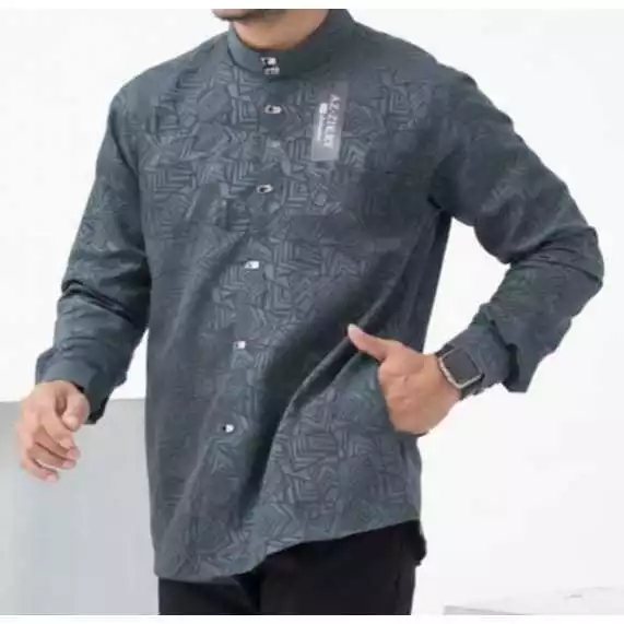 Kemeja Koko Motif Embos Kemko Sultan Pakaian Dewasa