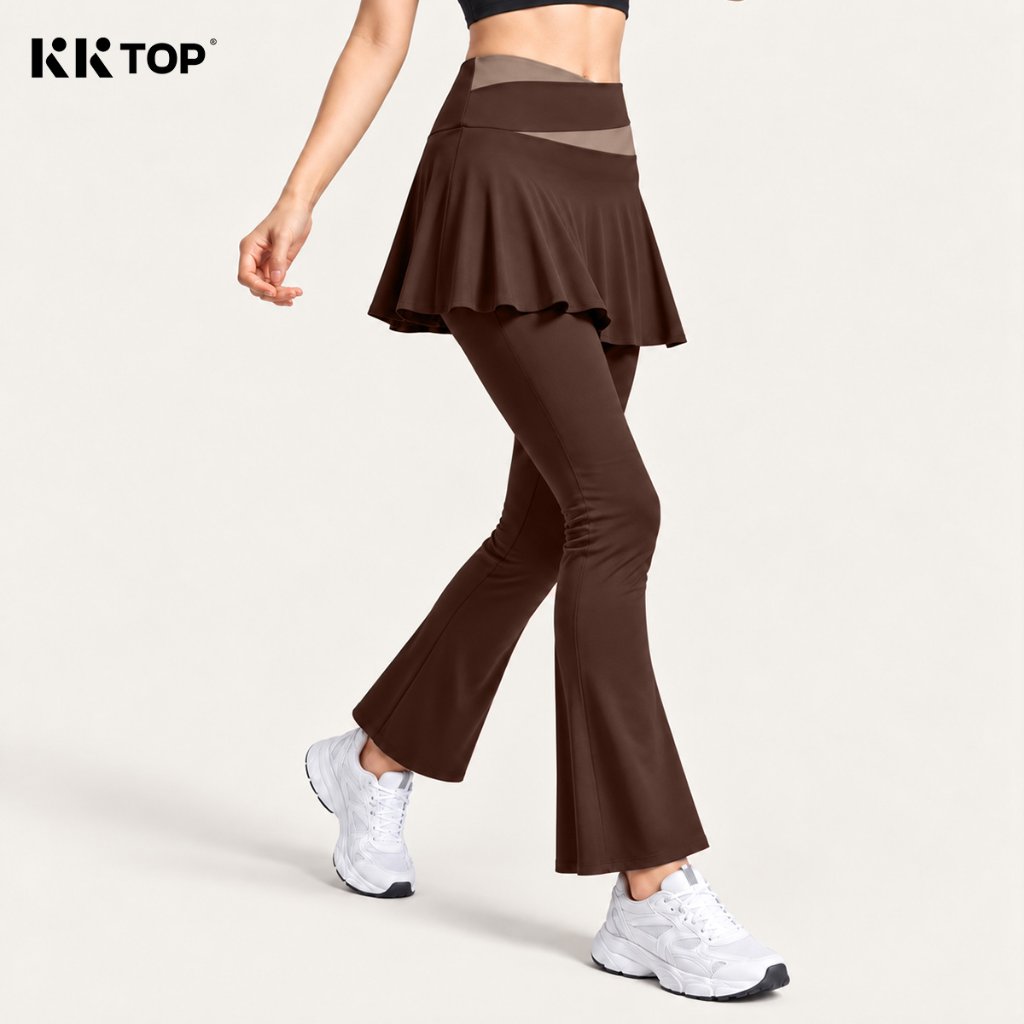 KKTOP-Celana Rok Legging Olahraga Wanita 2in1 High Waist Cutbray Rok Lipit Yoga Pilates