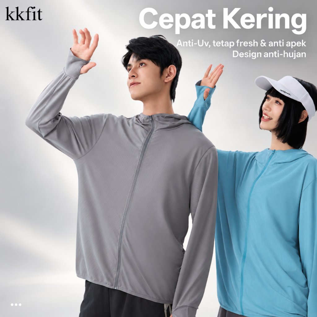 KKFIT Jaket Anti UV Pria Wanita UPF50+ / Jaket Pelindung Matahari Adem Tidak Gerah (J001)