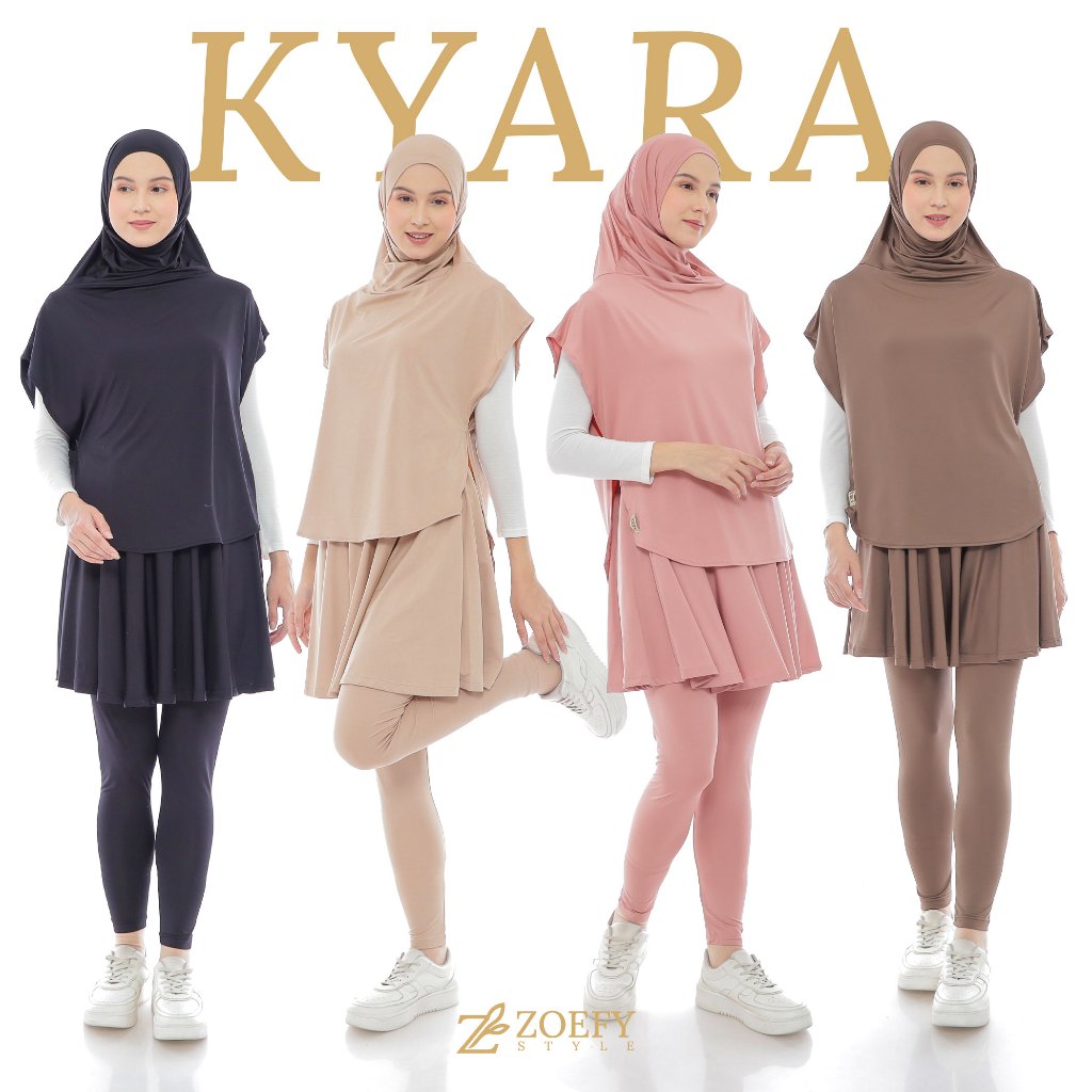 Zoefy - Kyara Setelan Olahraga Muslimah Polos Atasan Batwing Rok Legging