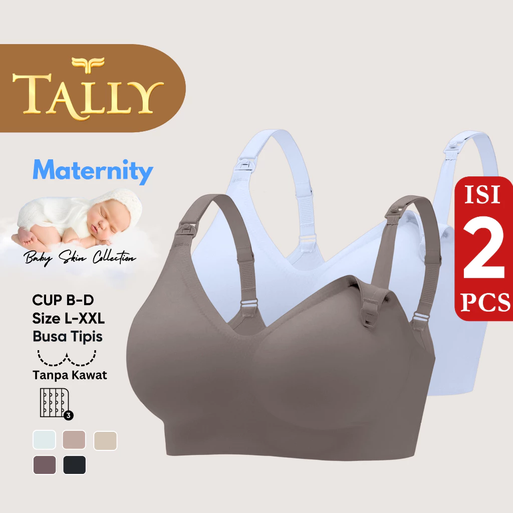 TALLY Paket 2 Pcs Bra Menyusui Tanpa Kawat Busa Tipis Bahan Nilon Seamless Baby Skin Cup