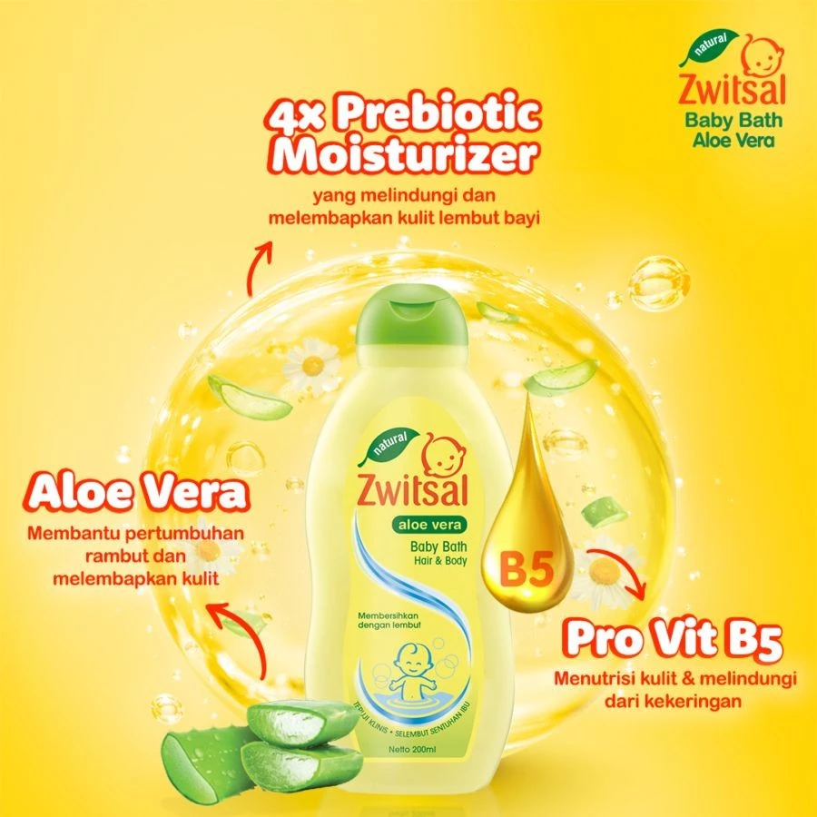 ZWITSAL HAIR BODY WASH 200ML ALOE VERA