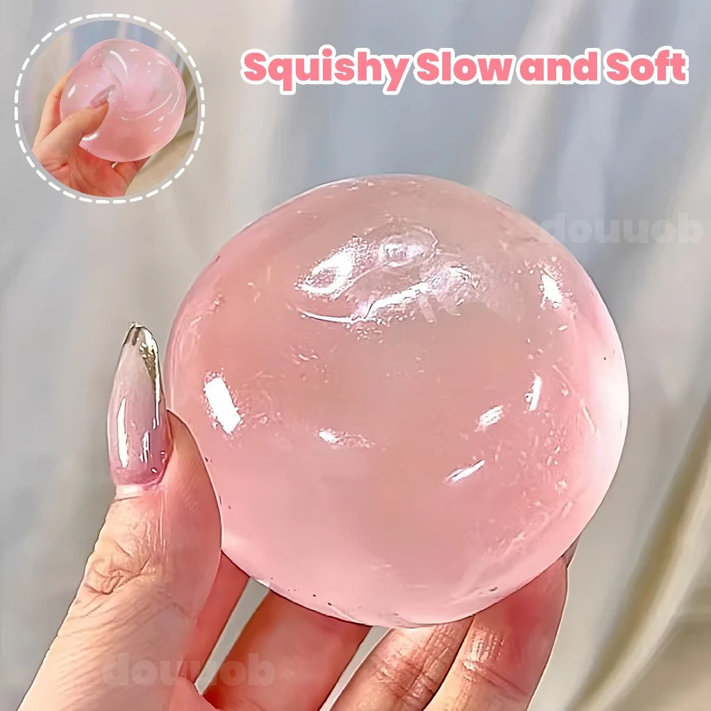 Mainan Anti Stress Squishy Pink Jelly Lembut Transparan Fidget Toy Viral TikTok untuk Dewasa dan Anak