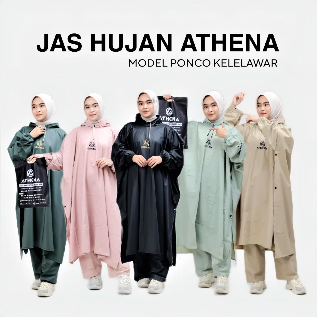Jas Hujan Ponco Kelelawar Jumbo Premium Pria Wanita Bahan Waterproof Kuat Tebal Dan Anti