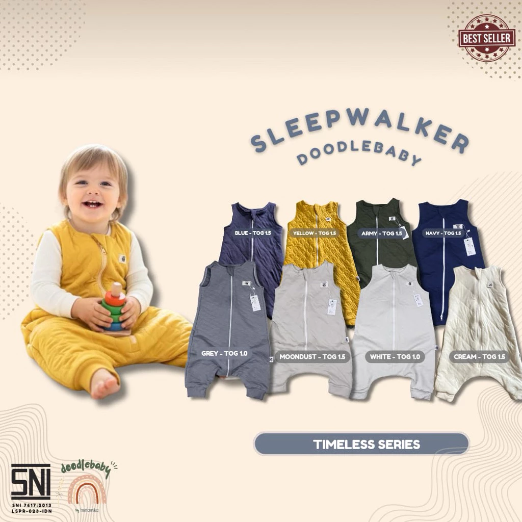 Doodlebaby Sleepwalker | Sleep Walker Timeless Series Doodlebaby | Sleepsack + Sleepsuit 2 in 1 | Sleepsack Walker