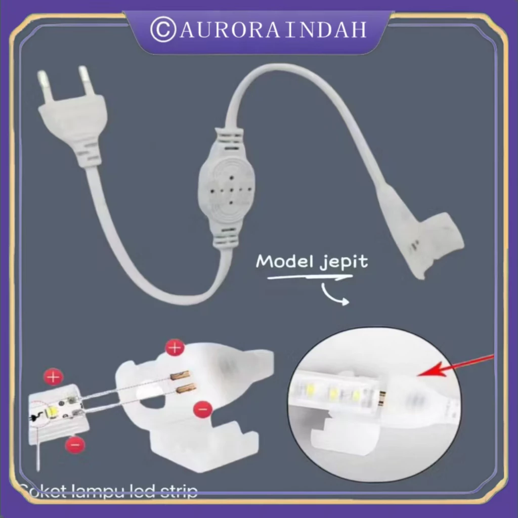 Socket Colokan Strip Lampu 3528/5050 220V Adaptor Lampu Strip Selang