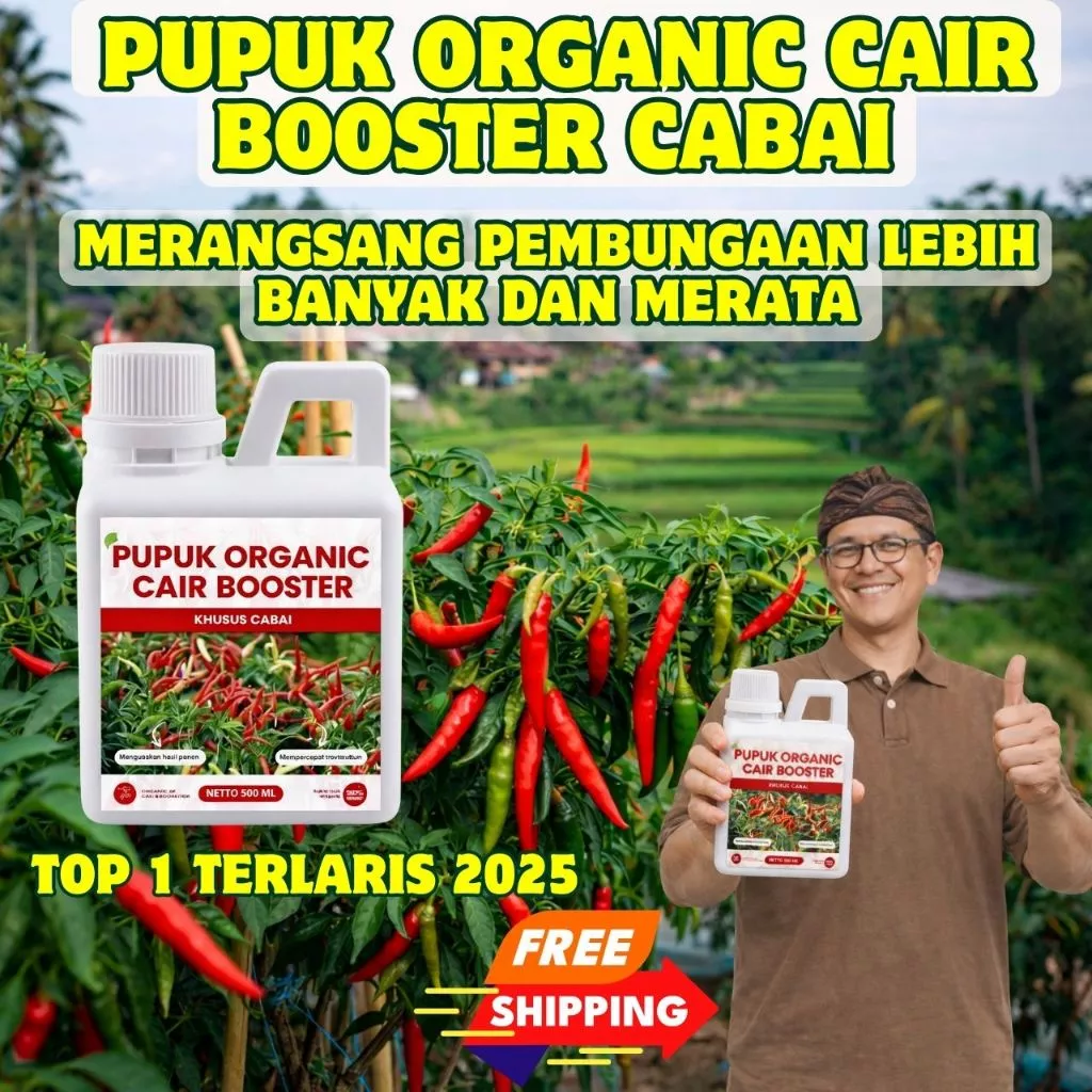 Pupuk Cabe Organik Cair POC 500ml,  Kalsium Aktif - Pupuk Buah Lebat, Pupuk Buah Agar Cepat Berbuah, Pupuk Organik Nabati, Pupuk Cabe Penambah Bobot