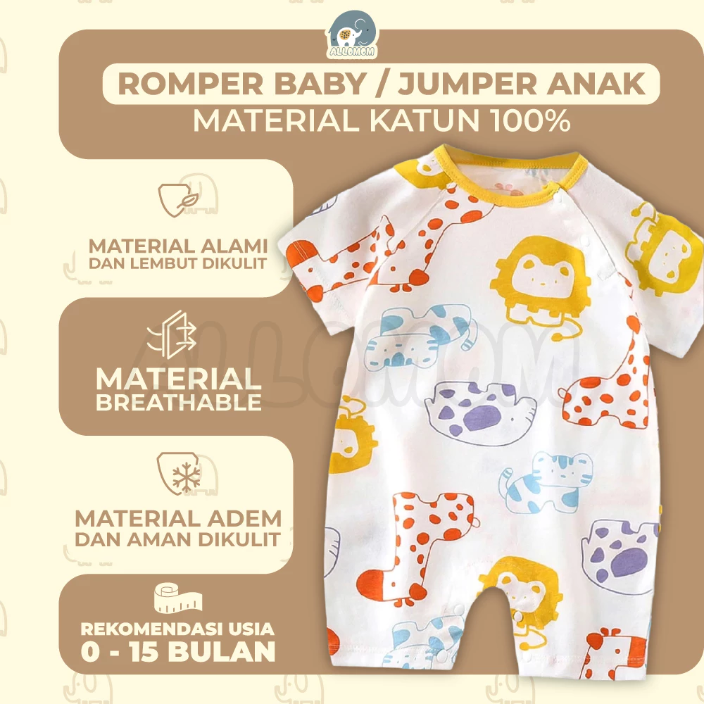 Romper Bayi Usia 0 - 15 Bulan Jumper Anak / Baju Baby Newborn Lucu Motif Karakter Nyaman