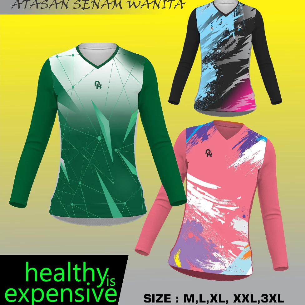 Atasan Olahraga Wanita Printing Kaos Senam Aerobik Fitnes Running Sepeda Santai Bola Voly