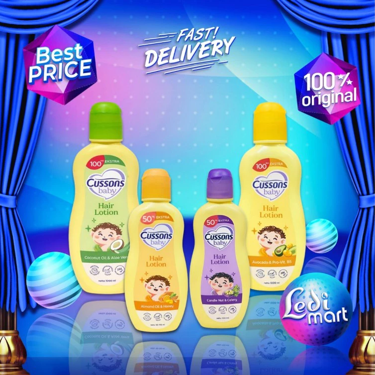 Cussons Baby Hair Lotion 50ml+50ml & 100ml+100ml - Vitamin Rambut Bayi - Minyak Rambut Bayi - LEDI
