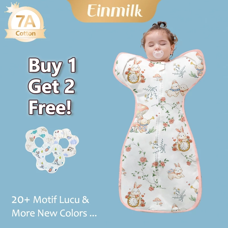 Einmilk Sleep Sack Bayi 100% Katun Terbuka Ritsleting Bedong Instant Bayi QSB22 Selimut Bayi Newborn