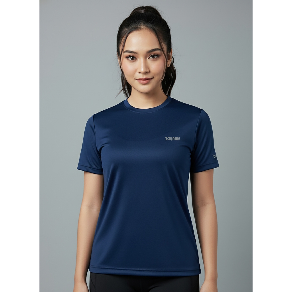 Zou9 Kaos Olahraga Wanita Lengan Pendek Baju Atasan Gym Badminton Fitness Jogging Bahan