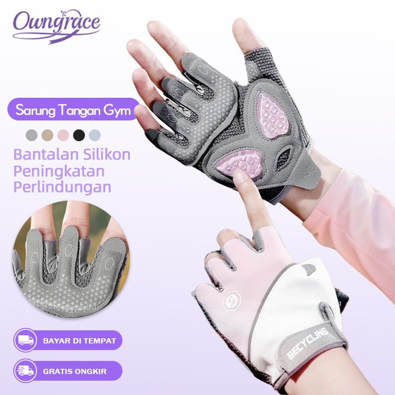 Owngrace Sarung Tangan Gym Anti-Slip Unisex (Wanita & Pria) - Cocok untuk Fitness, Angkat