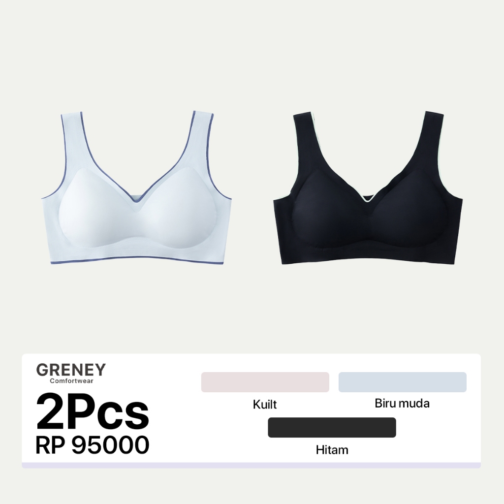 GRENEY-Gbras- Paket bra (2PCS) Bra Rompi Warna Kombinasi Pakaian Dalam Push Up Bra Wanita