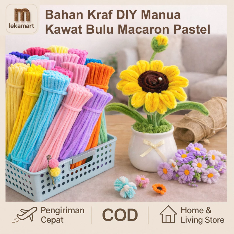 Kawat Bulu Mercy Warna Pastel 100 PCS / Pipe Cleaner 30cm / Bahan Mainan Kerajinan Tangan