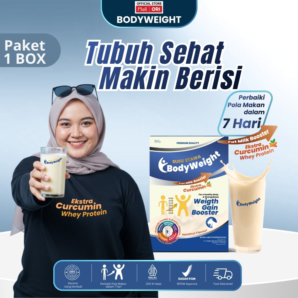 1 Box BodyWeight Susu Etawa Penambah Berat Badan Ekstra Curcumin Efektif Untuk Penggemuk