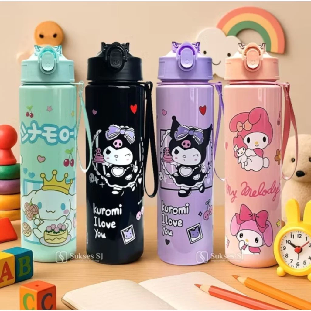 botol minum anak karakter Sanrio kuromi cinnamoroll melody hello Kitty 900ml bpa free