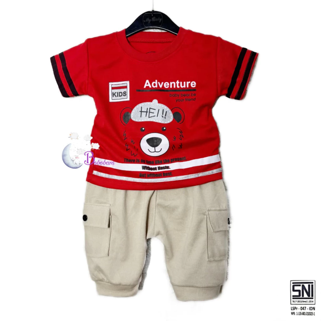 BOBOBAM BAJU BAYI LAKI LAKI SETELAN ANAK COWO LUCU STELAN COWOK 6 BULAN- 3 TAHUN KEREN TRENDY KEKINIAN CARGO BEAR