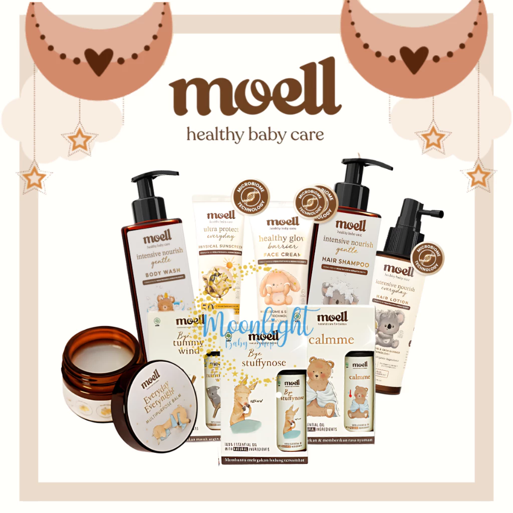 Moell Face Cream | Body Wash | Lotion | Hair Lotion | Set Sabun Shampoo SLS Free | Multipurpose Balm Gift Set Hadiah Lahiran