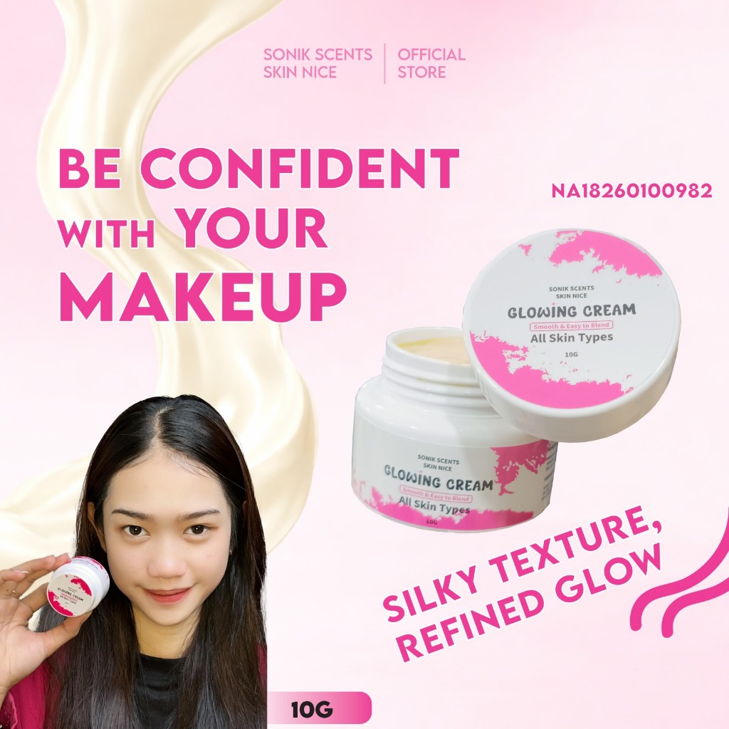 SONIK SCENTS SKIN NICE Glowing Cream 10g - Cream pelembap wajah, Meratakan warna kulit