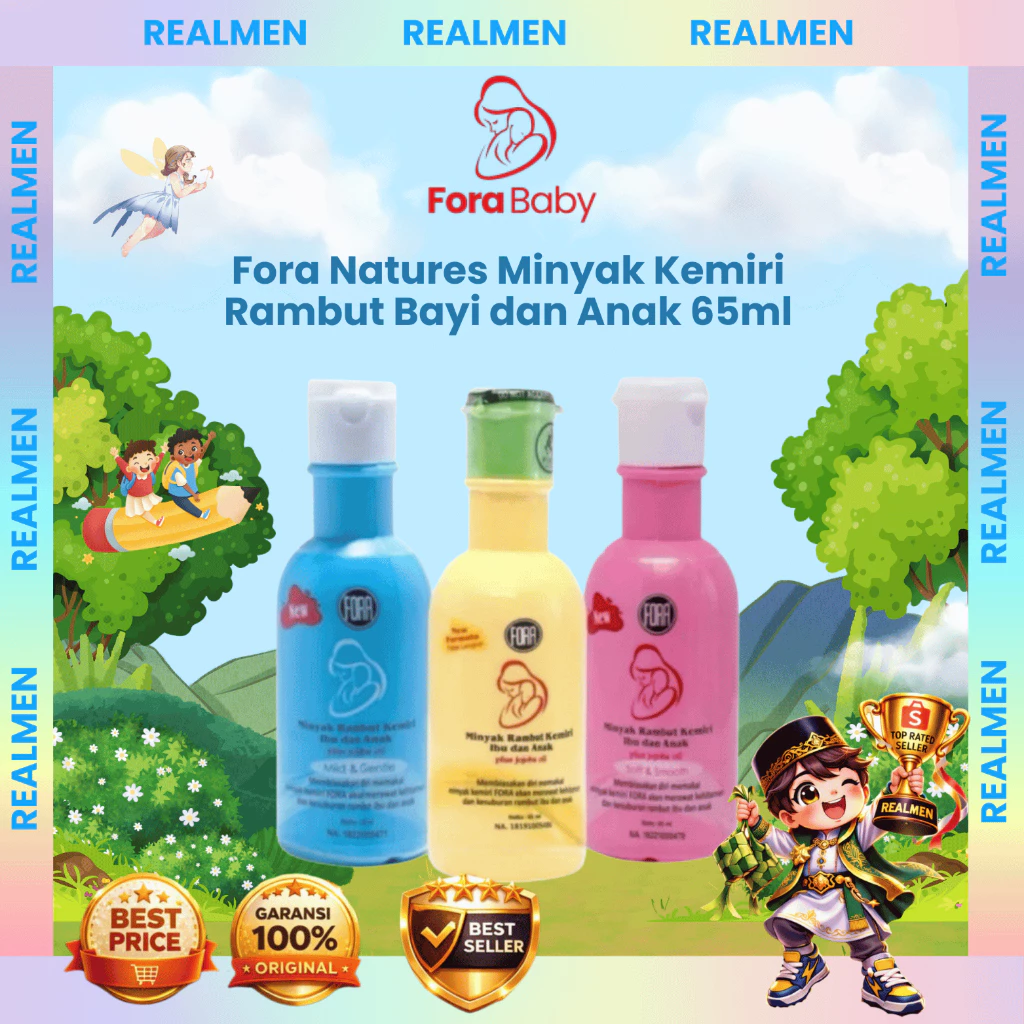 FORA Minyak Kemiri 65ml FORA Penyubur Rambut Bayi Minyak Kemiri Murni + Jojoba Oil Penumbuh Rambut