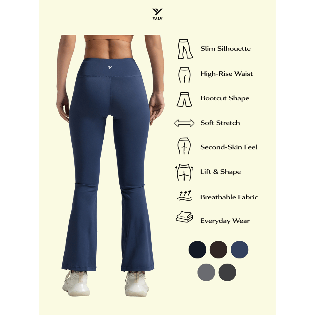Yalv Luma Flared Long Legging Olahraga Wanita Hijab High Waist & Flared Legging Pilates