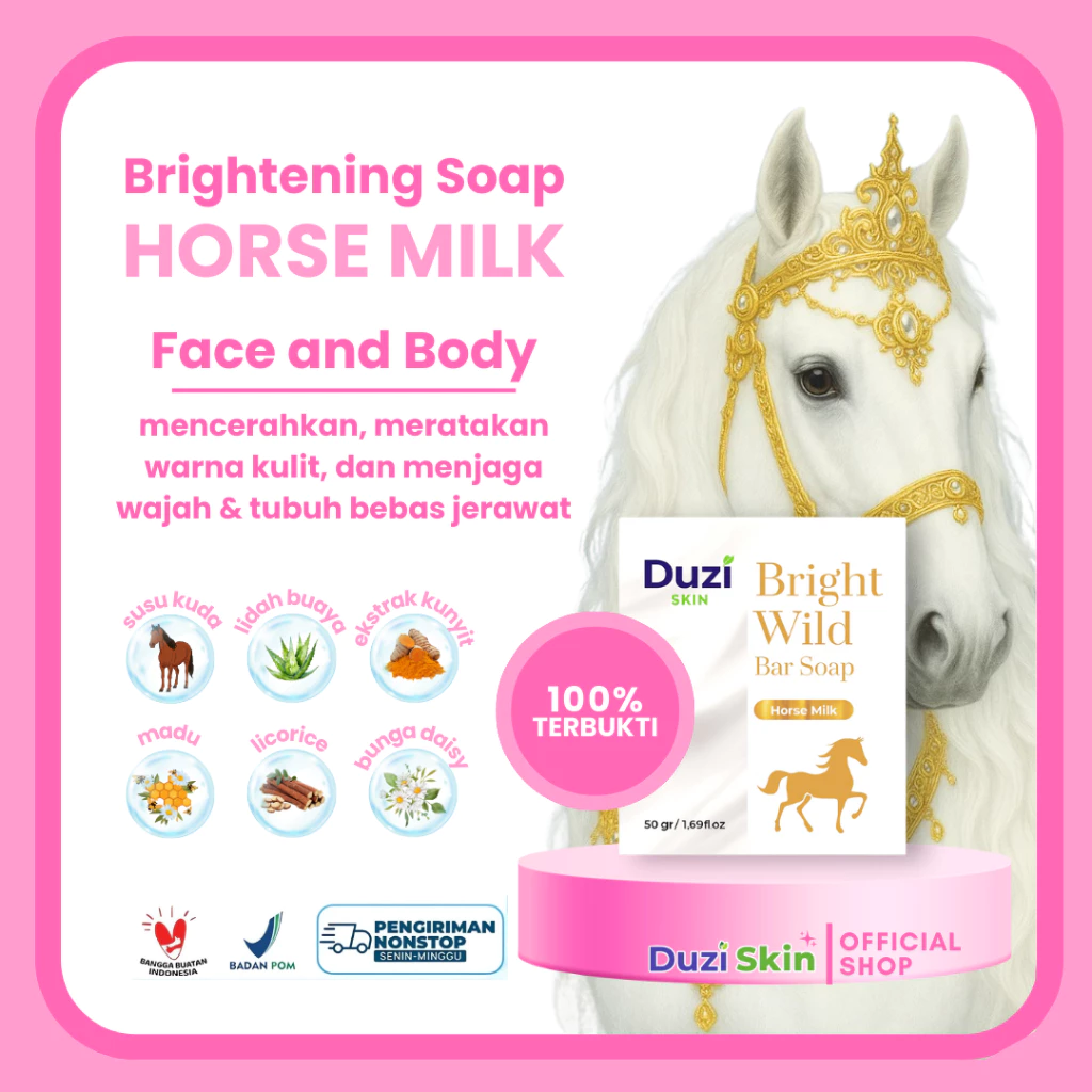 Duzi Skin Sabun Susu Kuda Batang Pencerah Pemutih Bright Wild Sabun Cerah Lembut 50gr