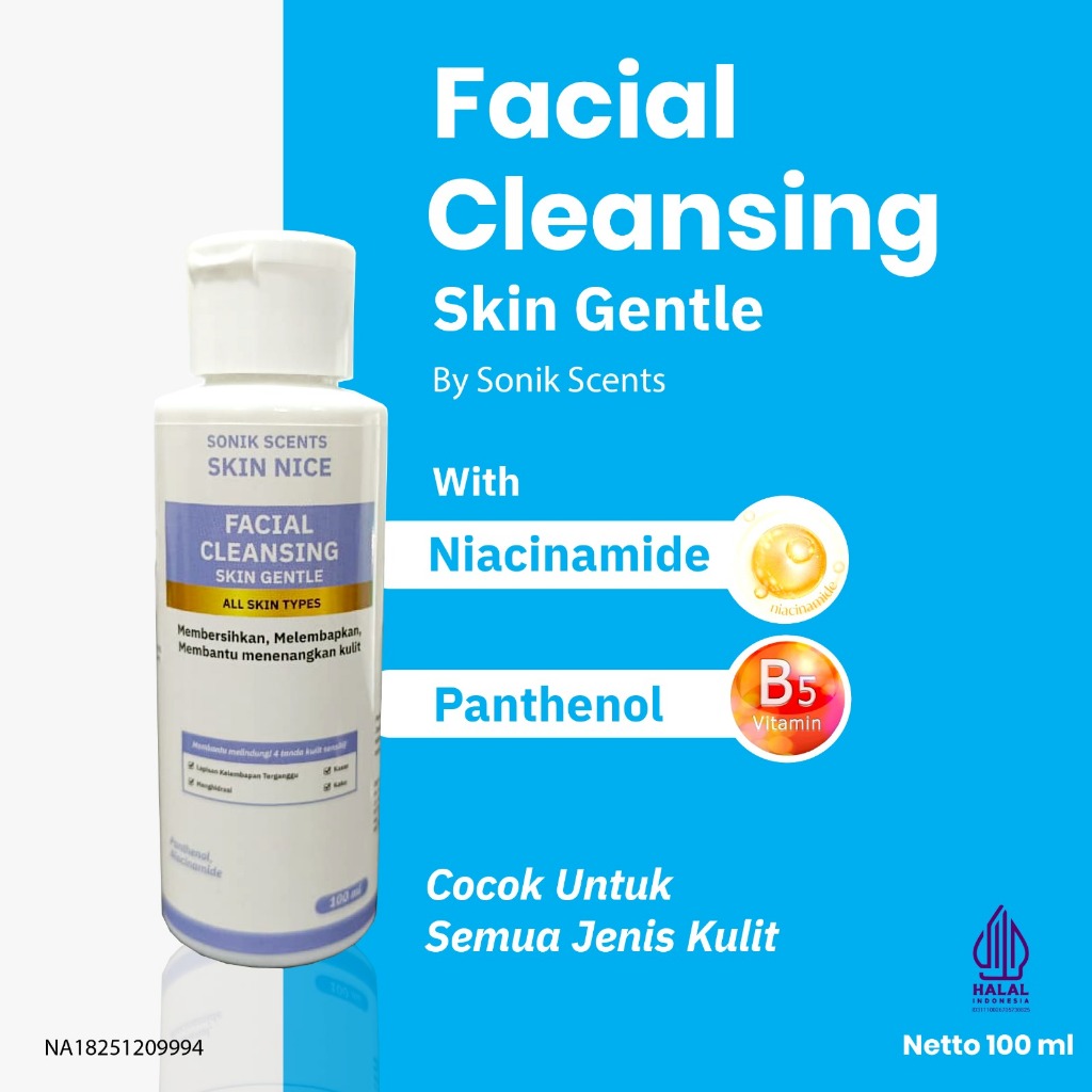SONIK SCENTS SKIN NICE Facial Cleansing gentle all skin types , Panthenol Niacinamide