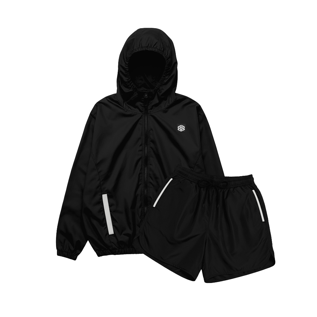 BRIGHTPATH - Jacket Parasut Running One Set Celana Dan Jaket Sauna Tracking Outdoor Slim