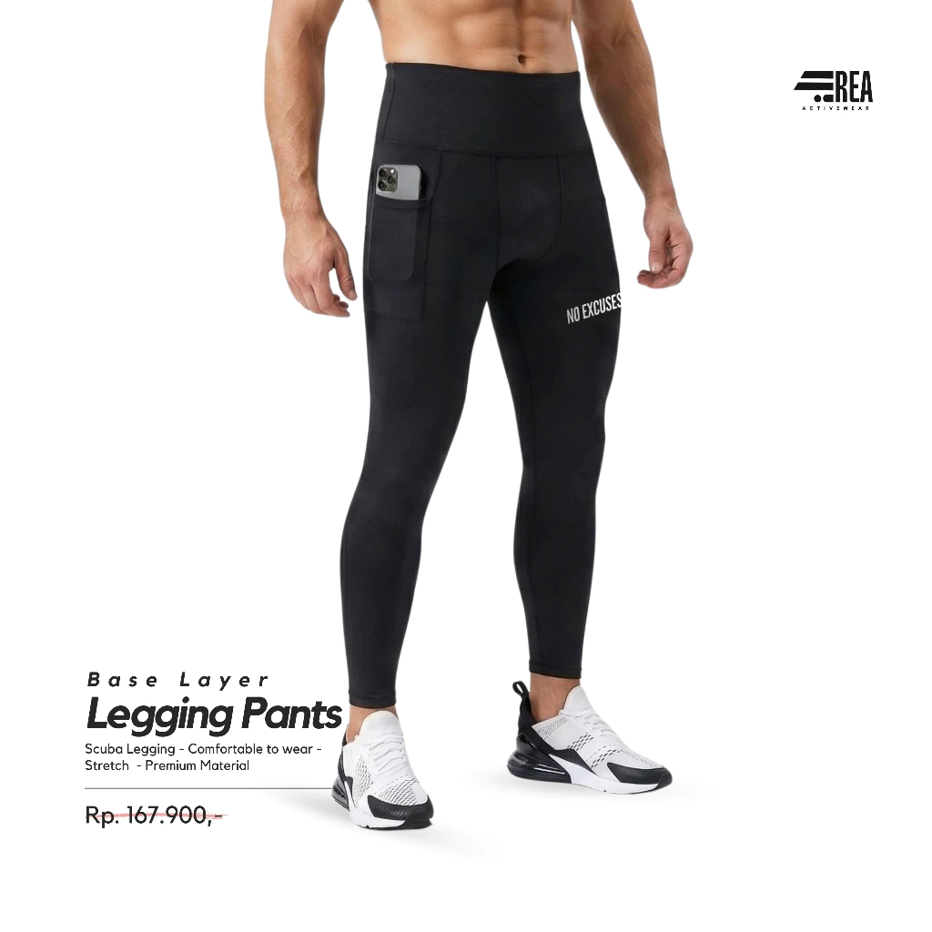 REA ACTIVEWEAR - Base Layer Legging Pants Men’s Celana Olahraga Stretch Pria Lari Running