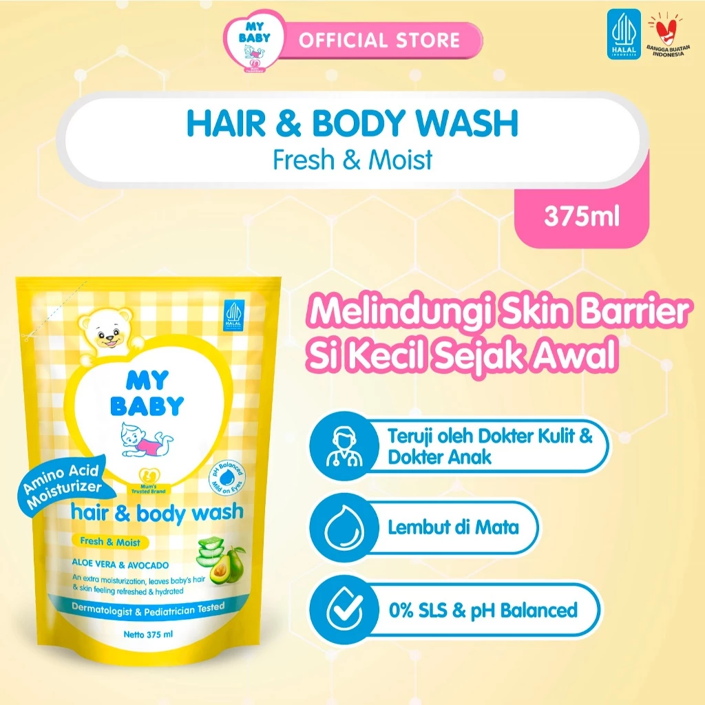 MY BABY Hair & Body Wash Fresh & Moist Refill 375 mL - Exp: 10.2027