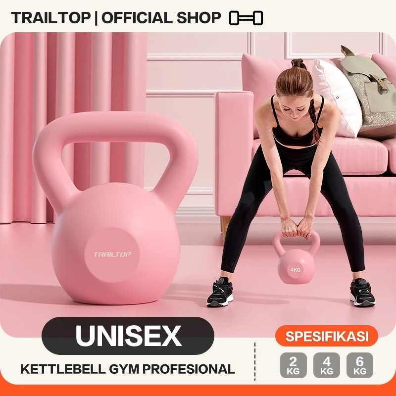 TrailTop Dumbell Kettlebell Premium Barbel 2kg 4kg 6KG Anti Slip Tidak Berbau Alat