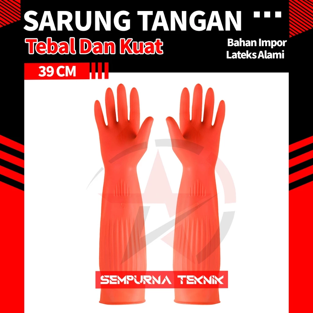 Impor 39cm Ukuran L  Sarung Tangan Karet Premium   Cuci Piring, Kebun, Rumah Tangga | Tebal & Tahan Lama