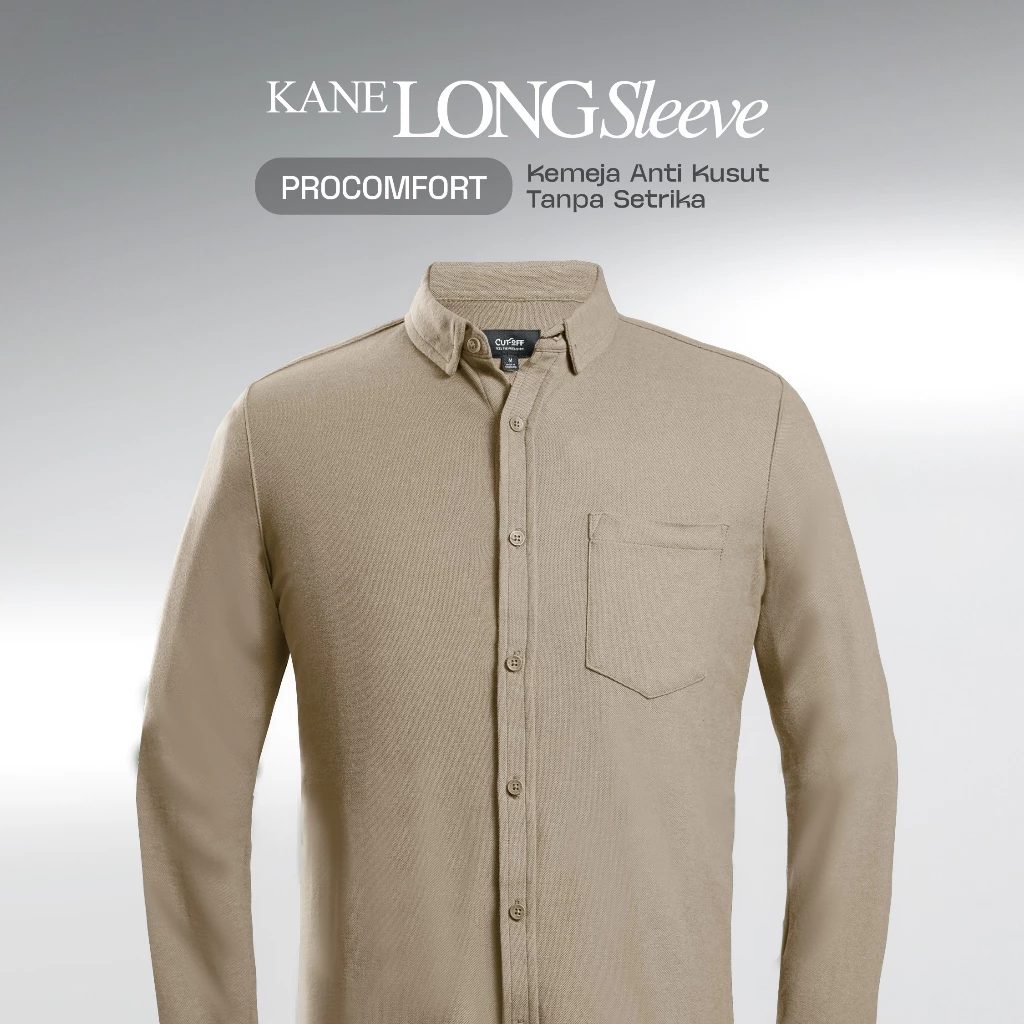 85. CUTOFF Kane Kemeja Kerah Pique Pria Panjang