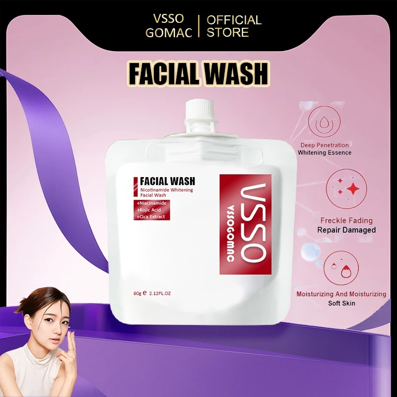 VSSOGOMAC Facial Wash 60g Cleanser Wajah Untuk Semua Jenis Kulit Brightening, Oil Control Cuci Muka