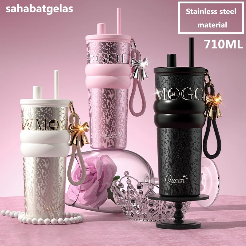 Pencinta Estetika! Tumbler 710ML Baja 316, Pertahankan Suhu, Desain Sedotan Portable dan Stylish