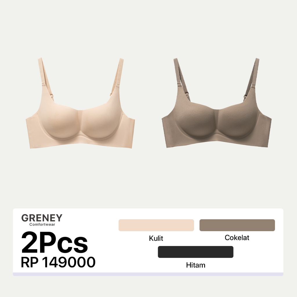 GRENEY - Gbras - Bra (2pcs) Cup Candy bra wanita one piece tanpa kawat seamless menopang