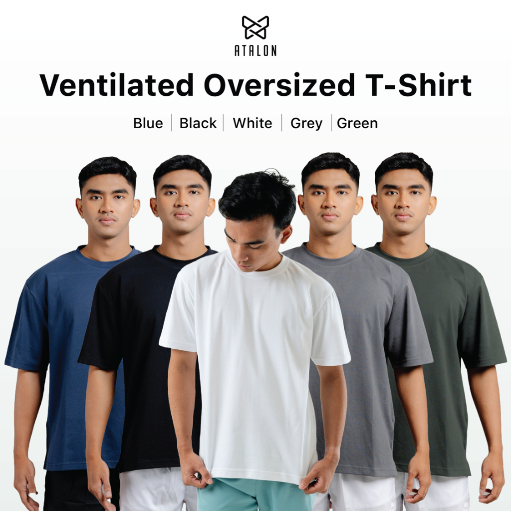Kaos Polos Oversized T-Shirt, Kaos Gym Fitness Casual Polos - Atalon Ventilated Oversized