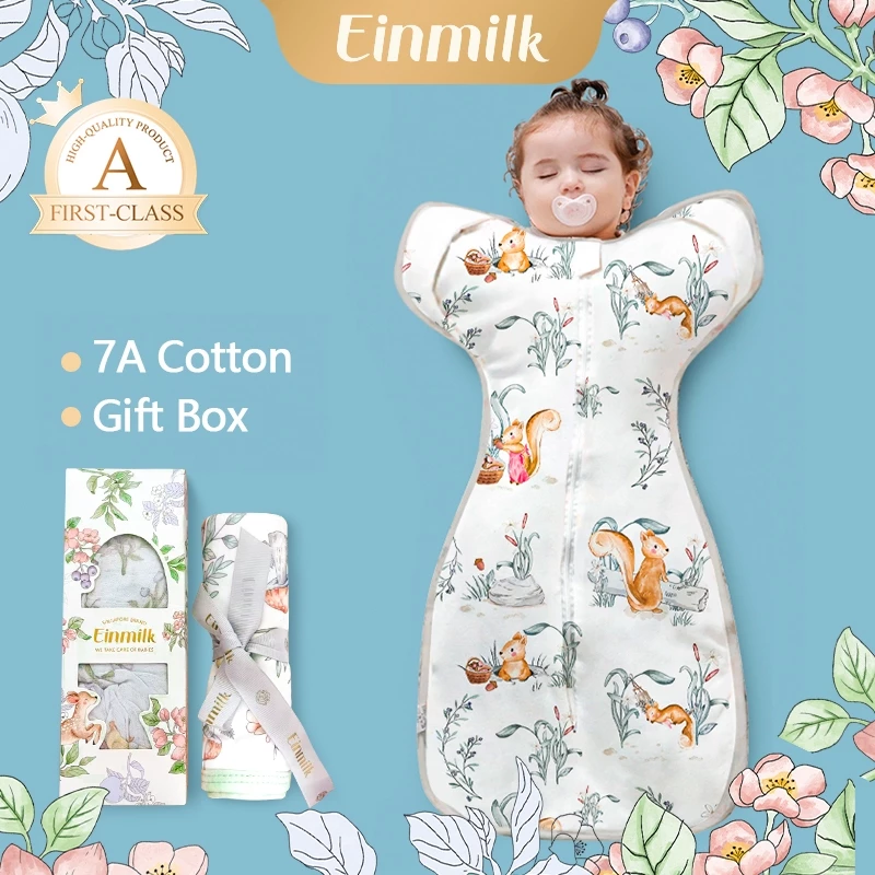 Einmilk Sleeping Bag Bayi 100% Katun & Double Fleece - sleepsack Bayi Upgraded Version Bedong Bayi Instan Modern Selimut Bayi Karung Tidur Bayi Sleep Sack Ritsleting Terbuka Bebas Bergerak Aman QSB22