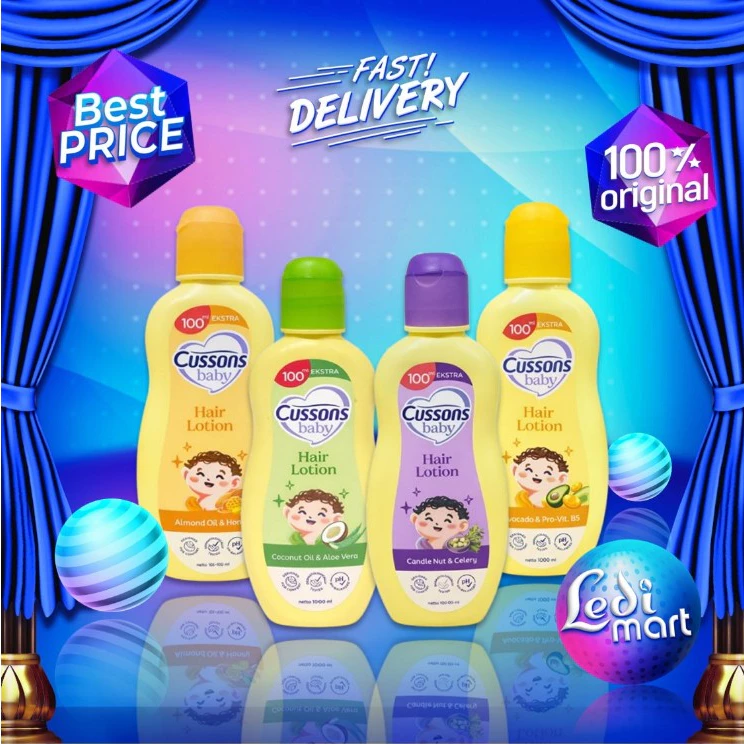 Cussons Baby Hair Lotion 100ml + 100ml - Cusson Minyak Rambut Bayi - Vitamin Rambut Bayi - LEDI