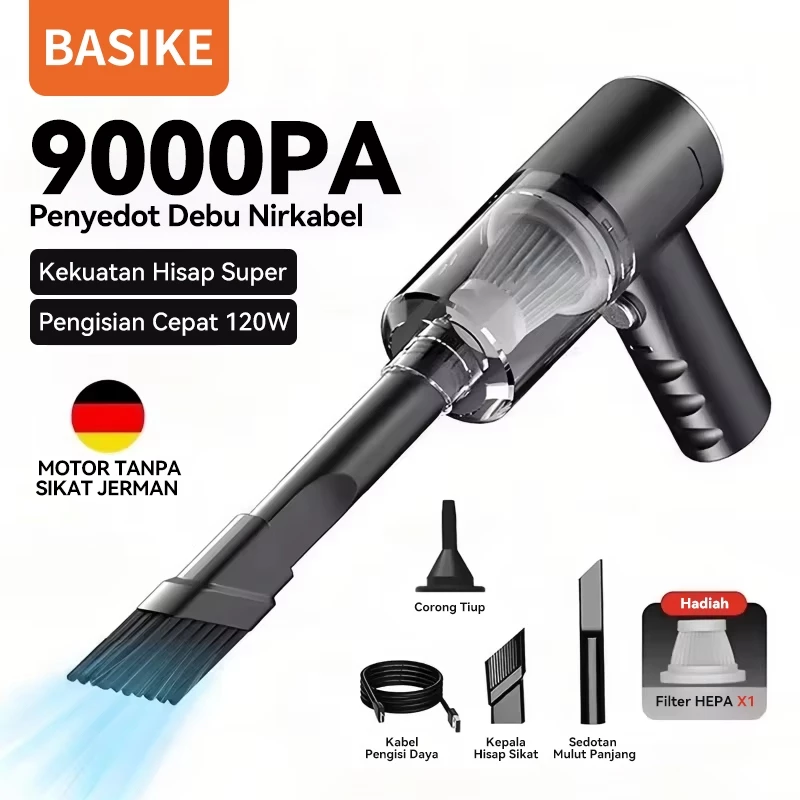 [HOT]BASIKE 3 In 1 Penyedot Debu Nirkabel 9000Pa Vacuum Cleaner Kekuatan Hisap Super Mini