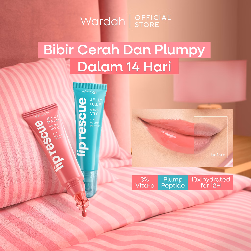 WARDAH Lip Balm Lip Rescue Jelly Balm Dusty Rose - Lip Therapy, Hydrating - Mencerahkan Bibir