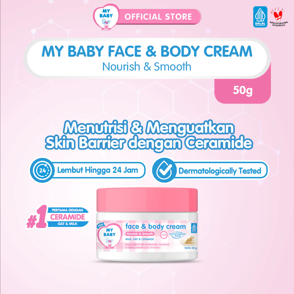 MY BABY Face & Body Cream Nourish & Smooth 50 g - Cream Lotion Ceramide Oatmeal Milk - Exp: 05.2027