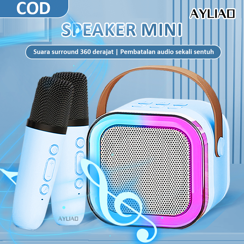 AYLIAO Mini Speaker Karaoke Bluetooth Wireless Speaker 2Mic 1 Set Karaoke Speaker KTV