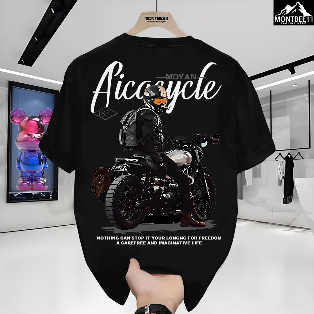 Montbee11-Kaos Kebesaran Kelas Berat Kaos Pria Katun Premium Nyaman Desain Original