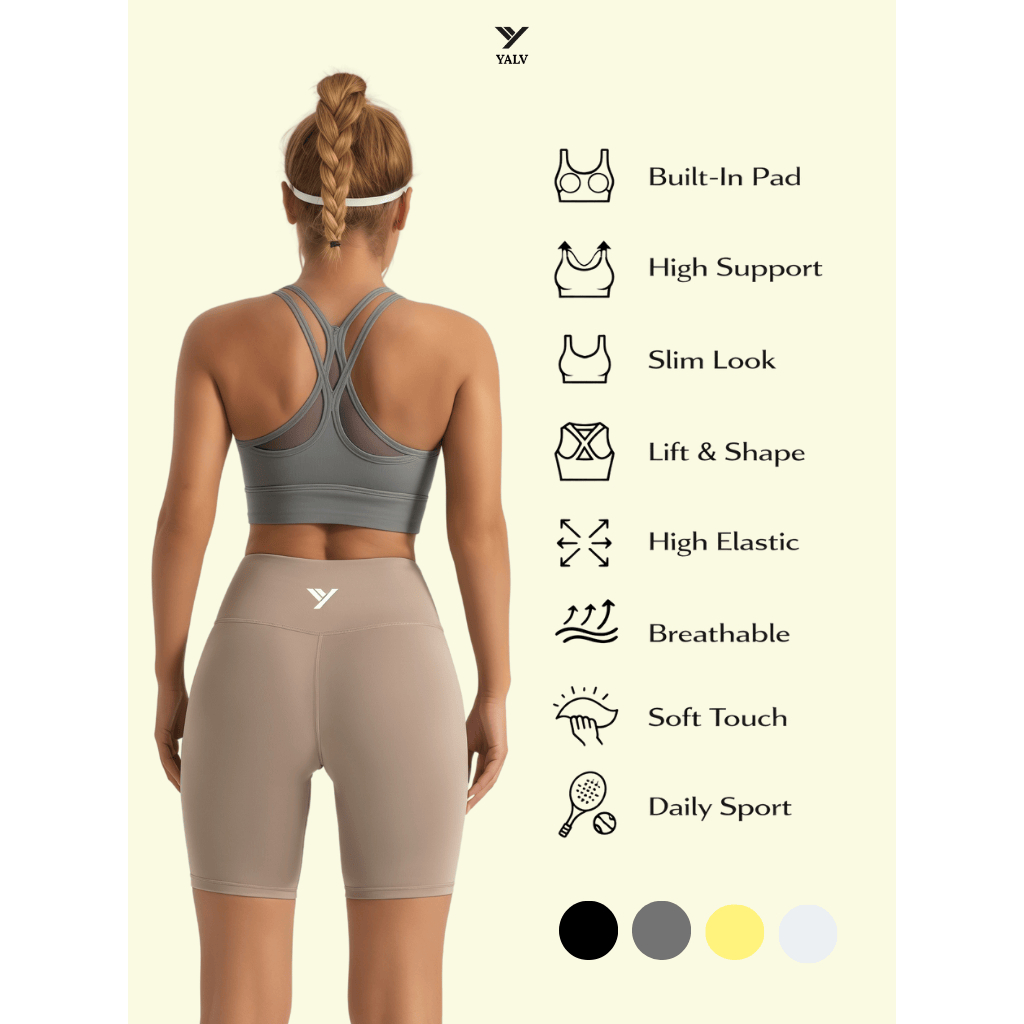 Yalv Nova Sport Bra Push Up BH Pakaian Olahraga Kekuatan Tinggi Shockproof Gym Padel