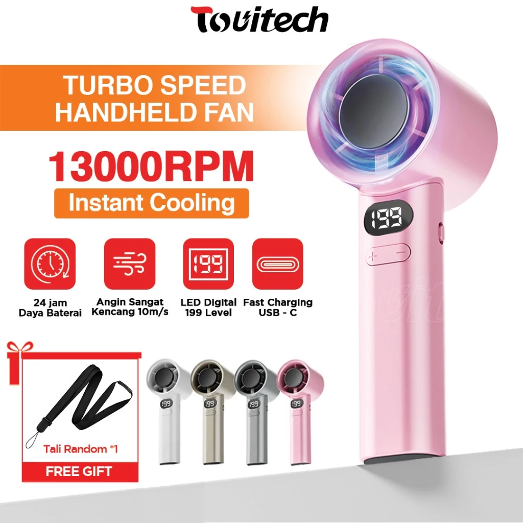 High Speed Turbo Fan Kipas Angin Genggam 199 Level Kipas Portable Angin Sejuk LED Display MF11